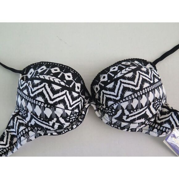 Radio Fiji W730660 Women's Sz M Black/White Flying Solo Luna Bra Swim Top - Picture 5 of 8